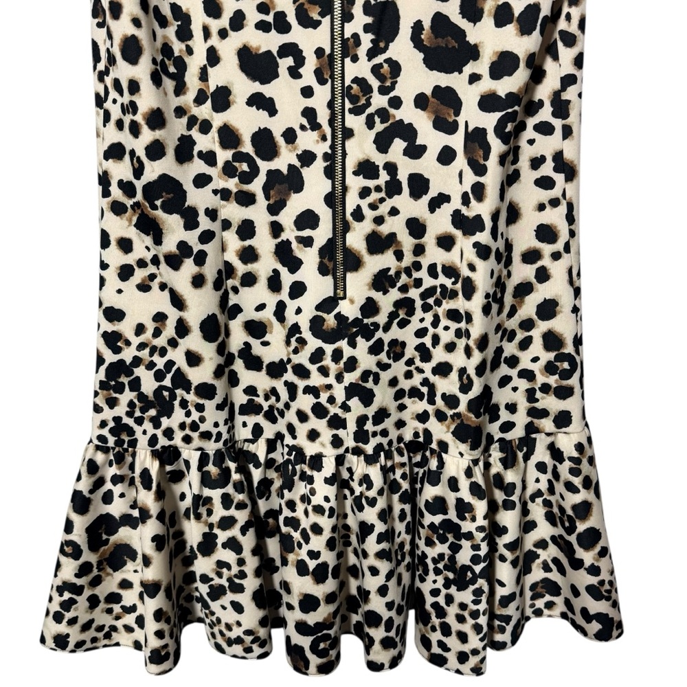 Betsey Johnson Cream Leopard Print Ruffle-Hem Mini Dress - Picture 8 of 10